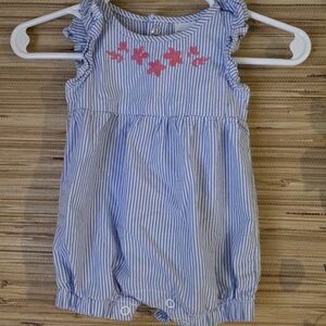 Carter's Striped Romper with Pink Floral Accents